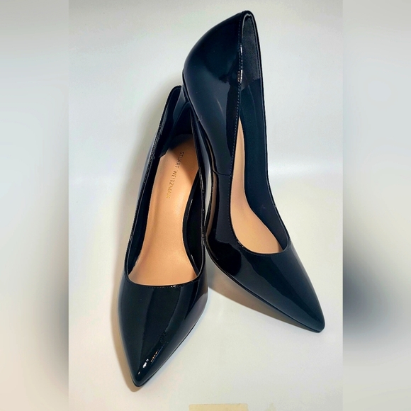 Stuart Weitzman 95 Leigh Black Patent Leather Heels BNWT 6.5 - Picture 1 of 7